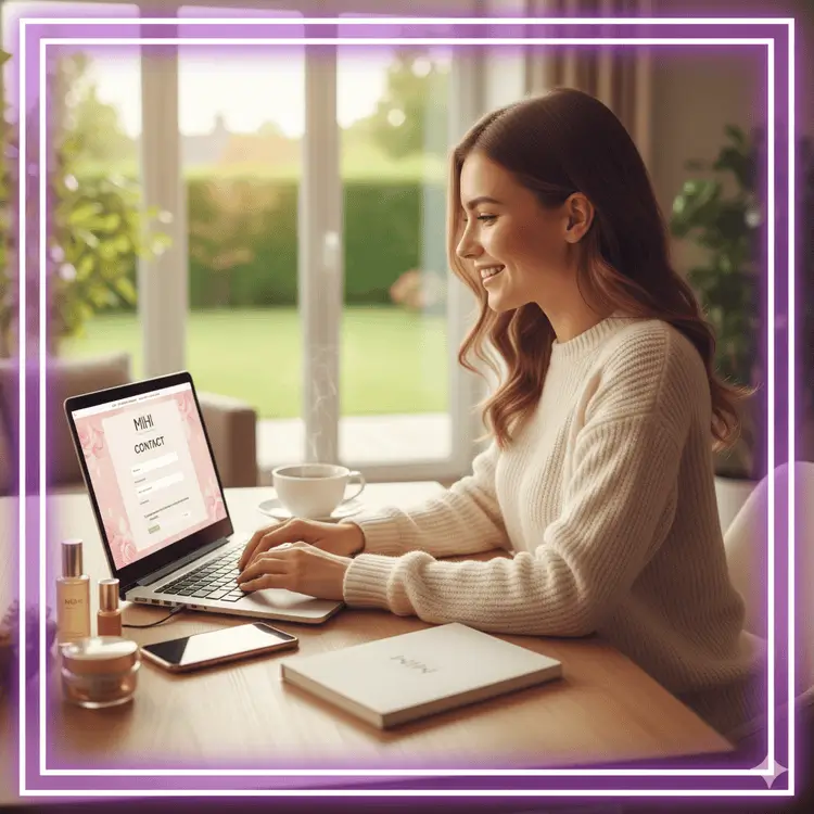 Contacter votre  ambassadrice Mihi répondant à un formulaire de contact en ligne, symbolisant la facilité de contacter votre ambassadrice Mihi.