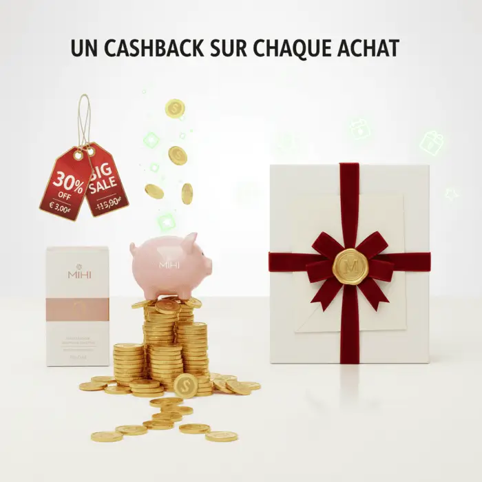 Les 3 avantages du Client Privilège Mihi : réductions exclusives, cashback sur chaque achat et offres spéciales sous forme de cadeau