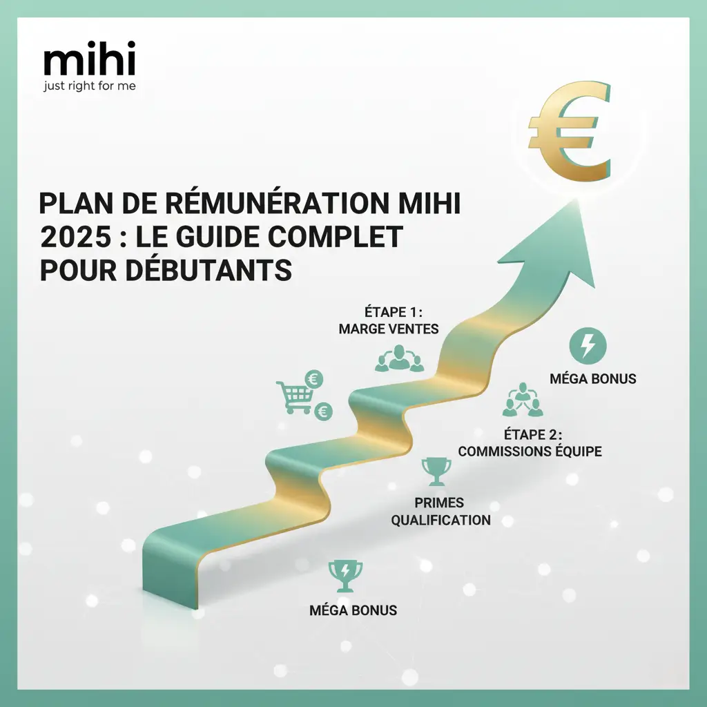 Plan de rémunération Mihi 2025 simplifié pour débutants avec icônes de gains