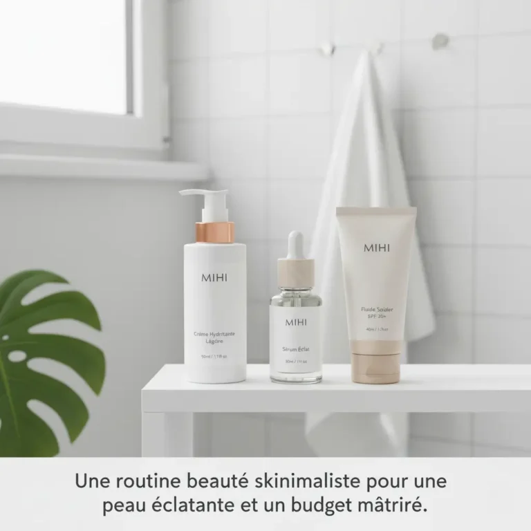 Routine beauté skinimaliste MIHI pour une peau éclatante et un budget maîtrisé
