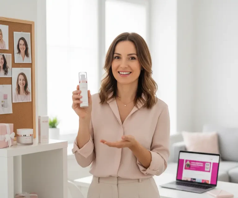 Distributrice MIHI présentant les avantages de devenir cliente MIHI