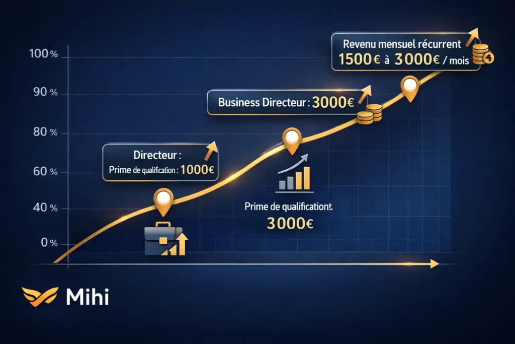 Infographie du Business Plan Mihi pour atteindre l'indépendance financière.