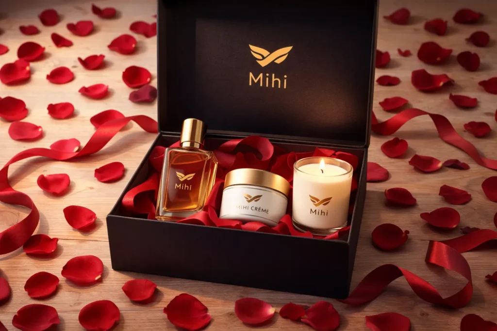 Sélection de coffrets cadeaux Saint-Valentin Mihi pour homme et femme avec remises.