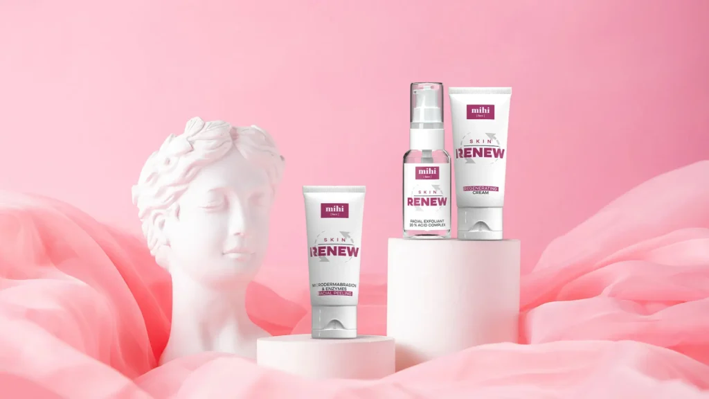Peeling visage professionnel à domicile : le kit de renouvellement cellulaire Skin Renew de Mihi.