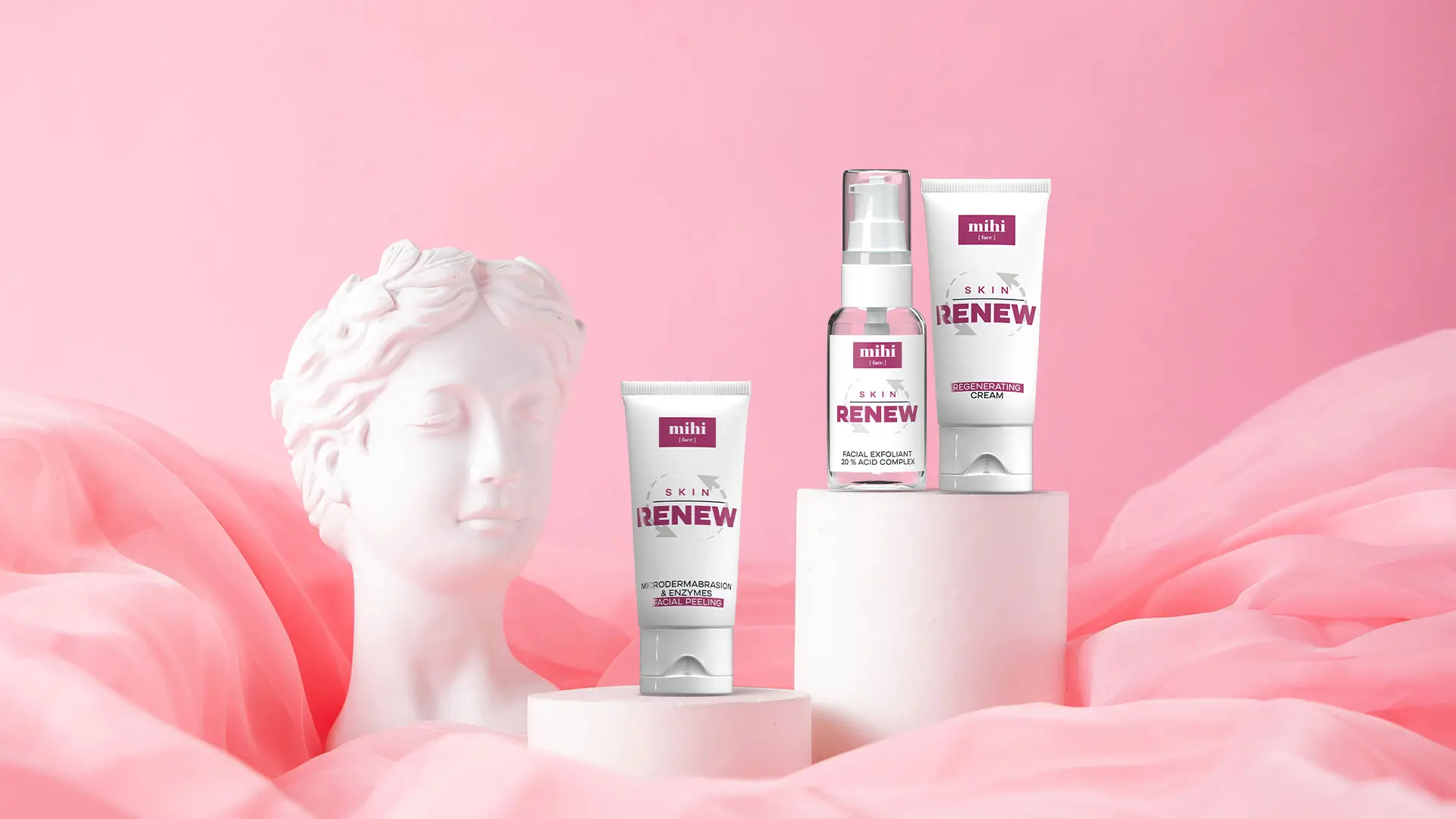 Peeling visage professionnel à domicile : le kit de renouvellement cellulaire Skin Renew de Mihi.