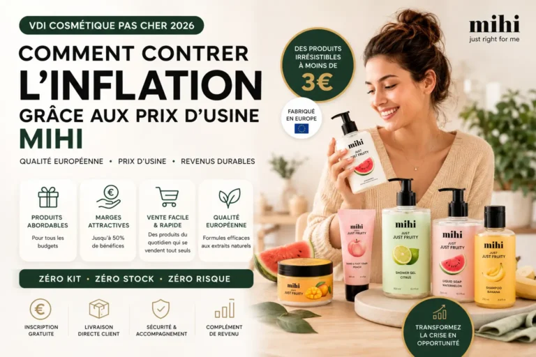 VDI cosmétique pas cher 2026 : opportunité de travail à domicile anti-inflation avec Mihi.